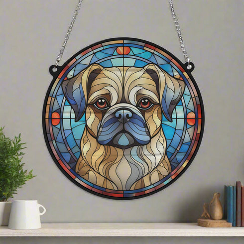 Puggle Stained Glass Effect Suncatcher